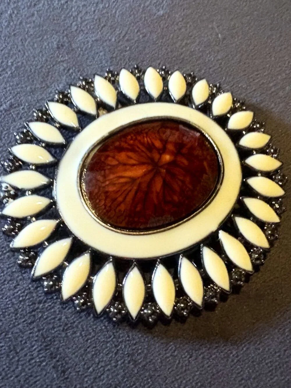 Faceted Tortoise LARGE Scarf/Belt Buckle/Pocket Cuff/Brooch with Clip Vintage